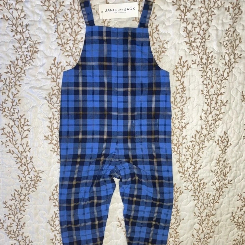 NWT Janie and Jack baby plaid long pant overalls jumper one piece 12-18 months - Picture 3 of 7